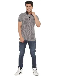 MAD TEE Mens Cotton Half Sleeve Striped Polo T Shirt with Collar-thumb4