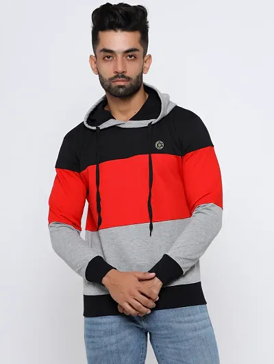 Men'S Full Sleeve Colorblock Sweatshirts With Hood