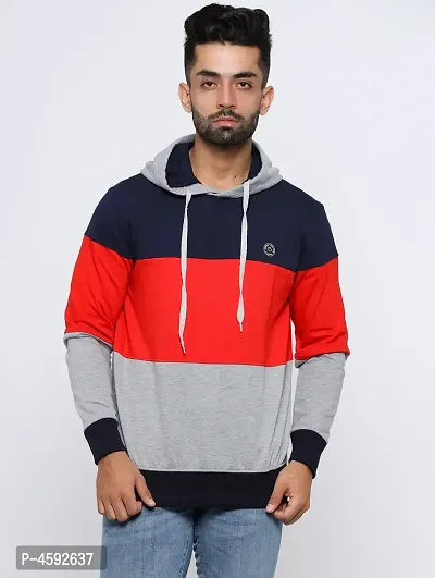 Men'S Full Sleeve Colorblock Sweatshirts With Hood-thumb0