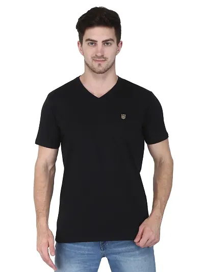 Men's Cotton Solid V Neck Neck Half Sleeve T Shirt