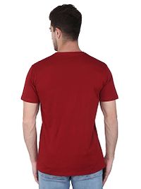 Stylish Maroon Cotton Solid Round Neck Tees For Men-thumb2