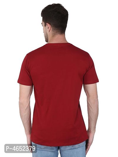 Stylish Maroon Cotton Solid Round Neck Tees For Men-thumb3