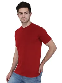 Stylish Maroon Cotton Solid Round Neck Tees For Men-thumb1