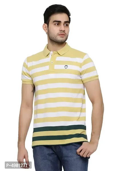 Striped Men Polo Neck  T-Shirt-thumb0