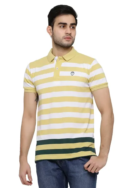 Striped Men Polo Neck T-Shirt