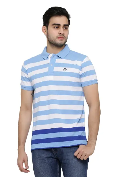 Striped Men Polo Neck T-Shirt