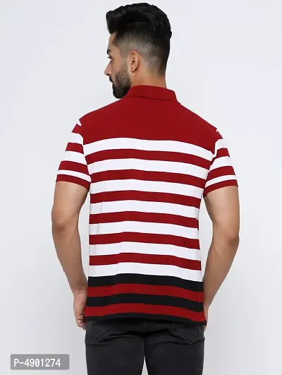 Striped Men Polo Neck  T-Shirt-thumb2