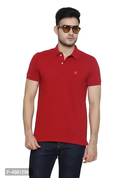 Solid Men Polo Neck Half T-Shirt