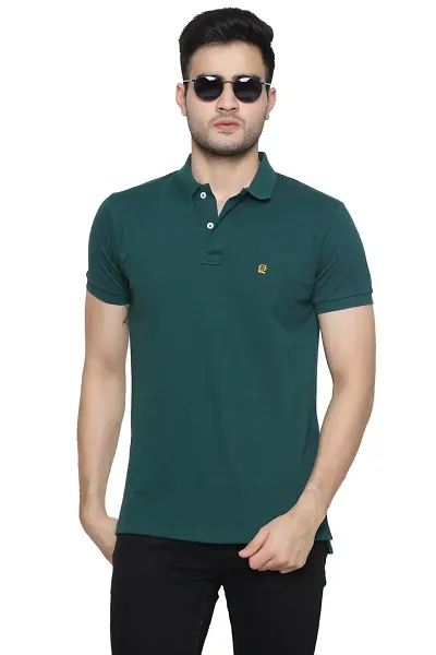 Solid Men Polo Neck Half T-Shirt