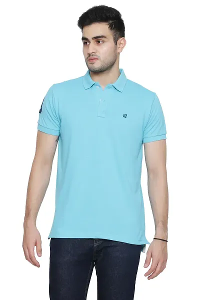 Men's Cotton Blend Solid Polo T Shirt