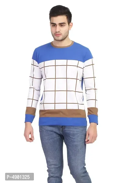 Checkered Men'S Round Neck Multi Color T-Shirt-thumb2