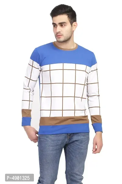 Checkered Men'S Round Neck Multi Color T-Shirt-thumb5