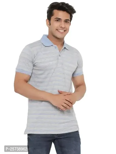 MAD TEE Mens Cotton Half Sleeve Striped Polo T Shirt with Collar-thumb4