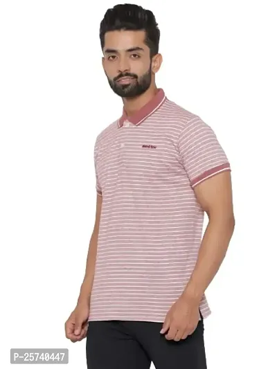 MAD TEE Mens Cotton Half Sleeve Striped Polo T Shirt with Collar-thumb4