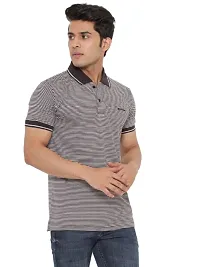 MAD TEE Mens Cotton Half Sleeve Striped Polo T Shirt with Collar-thumb3