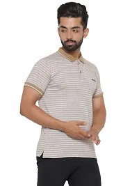 MAD TEE Mens Cotton Half Sleeve Striped Polo T Shirt with Collar-thumb3