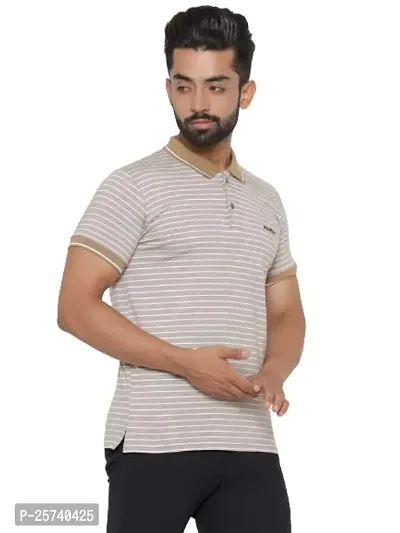 MAD TEE Mens Cotton Half Sleeve Striped Polo T Shirt with Collar-thumb4