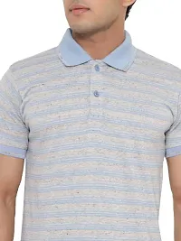 MAD TEE Mens Cotton Half Sleeve Striped Polo T Shirt with Collar-thumb4