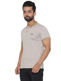 MAD TEE Mens Cotton Half Sleeve Striped Polo T Shirt with Collar-thumb2