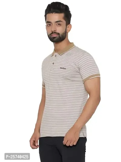 MAD TEE Mens Cotton Half Sleeve Striped Polo T Shirt with Collar-thumb3