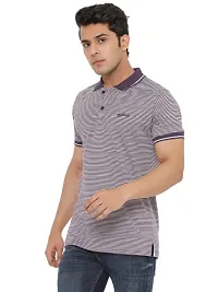 MAD TEE Mens Cotton Half Sleeve Striped Polo T Shirt with Collar-thumb3