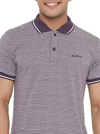 MAD TEE Mens Cotton Half Sleeve Striped Polo T Shirt with Collar-thumb4