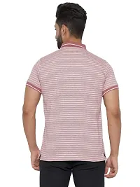 MAD TEE Mens Cotton Half Sleeve Striped Polo T Shirt with Collar-thumb1