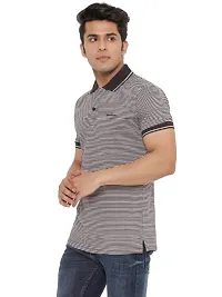 MAD TEE Mens Cotton Half Sleeve Striped Polo T Shirt with Collar-thumb2