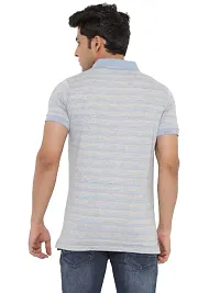 MAD TEE Mens Cotton Half Sleeve Striped Polo T Shirt with Collar-thumb1