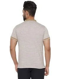 MAD TEE Mens Cotton Half Sleeve Striped Polo T Shirt with Collar-thumb1