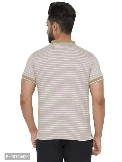 MAD TEE Mens Cotton Half Sleeve Striped Polo T Shirt with Collar-thumb2