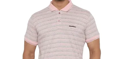 MAD TEE Mens Cotton Half Sleeve Striped Polo T Shirt with Collar-thumb4