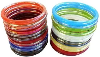Seiri Multi Color Glossy Glass Plain Bangle Kada Set For Women ,Traditi-thumb1