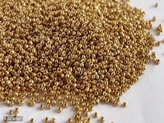 Mii Art Embroidery Material,Jewelry Making Beads,zari Work Beads(Color-Golden)(size-2mm)200 gm,Beads for Jewelry Making Material.-thumb0