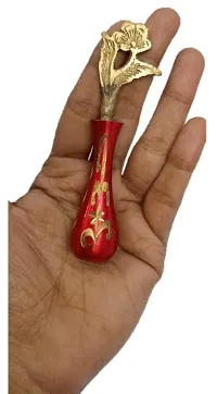 Mii Art Antique Brass Surmedani With 2 Packed Bareilly Special Surma Use in Eyes Makeup( Color-Golden And Red)(Material-Brass)(Size-10Cm Medium) Pack of 1 Set (Red)-thumb1