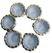 Mii Art Mitti Ke Decorative Diye with Wax Designer Handmade diye for Pooja and Diwali,Diwali Ke Deepak(Color-Silver) Pack of 6 Pcs. (Silver)-thumb1