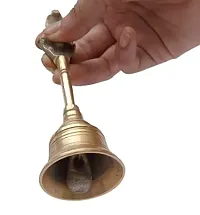 Mii Art Antique Mughal Design Brass Item Brass Pooja for Home and stival Brass Bell for Temple and Guruda Pital Ki Pooja Ghanti with Stand Handicraft Item (Color-Golden)(Material-Brass)(Size-thumb1