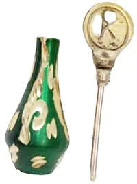 Mii Art Antique mughal Design Brass surmedani with 2 Packed bareilly Special surma use in Eyes Makeup(Color-Green)(Material-Brass)(size-8cm,Large) Pack of 1 Set. (Green)-thumb2