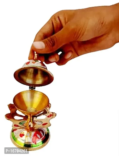 Mii Art Brass Incense Holder, Agarbatti Stand for Pooja (Size-10x7cm) Pack of 1Pcs-thumb4