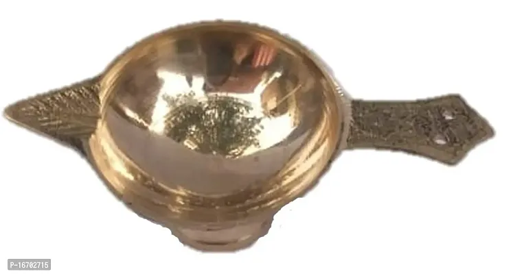 Mii Art Antique Mughal Design Brass Item,Brass single traditonal Arti Diya Arti Diya oil Lamp Pooja Deepak with Handle for Pooja Pital Ka Diya,Brass arti Diya Handicraft item (Color-Golden)(Material-Brass)(Size-9cm) Pack of 1 pcs-thumb5