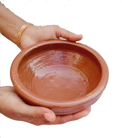 MII Art Clay Card Pot Bahi Handi, Diryani Handi Clay Handi for Making Curd and Storing 100% Natural Clay (Color-Brown)(Material-Soil)(Size-17Cm Small1000 Ml) Pack of 1pcs