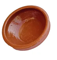 MII Art Clay Card Pot Bahi Handi, Diryani Handi Clay Handi for Making Curd and Storing 100% Natural Clay (Color-Brown)(Material-Soil)(Size-17Cm Small1000 Ml) Pack of 1pcs-thumb1