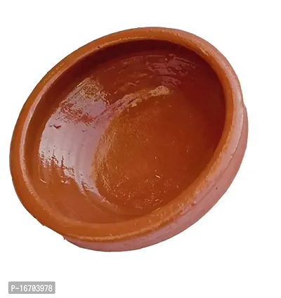 MII Art Clay Card Pot Bahi Handi, Diryani Handi Clay Handi for Making Curd and Storing 100% Natural Clay (Color-Brown)(Material-Soil)(Size-17Cm Small1000 Ml) Pack of 1pcs-thumb2