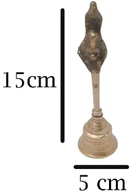 Mii Art Antique Mughal Design Brass Item Brass Pooja for Home and stival Brass Bell for Temple and Guruda Pital Ki Pooja Ghanti with Stand Handicraft Item (Color-Golden)(Material-Brass)(Size-thumb2