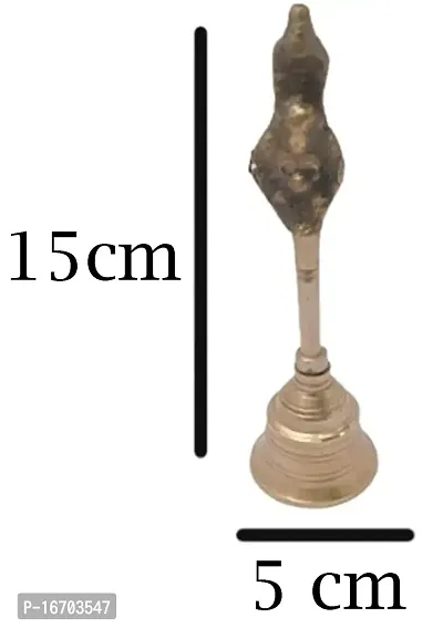 Mii Art Antique Mughal Design Brass Item Brass Pooja for Home and stival Brass Bell for Temple and Guruda Pital Ki Pooja Ghanti with Stand Handicraft Item (Color-Golden)(Material-Brass)(Size-thumb3