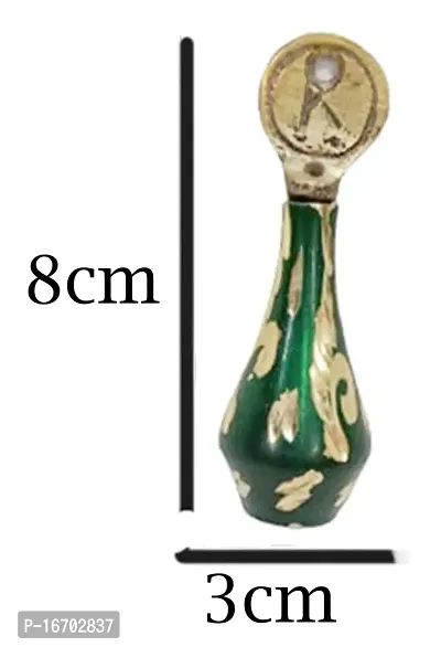 Mii Art Antique mughal Design Brass surmedani with 2 Packed bareilly Special surma use in Eyes Makeup(Color-Green)(Material-Brass)(size-8cm,Large) Pack of 1 Set. (Green)-thumb2