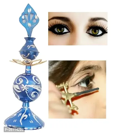MiiArt Art Brass surmedani with 2 Packed bareilly Special surma use in Eyes Makeup(Color-blue)(Material-Brass)(size-23cm,large) Pack of 1 pce.