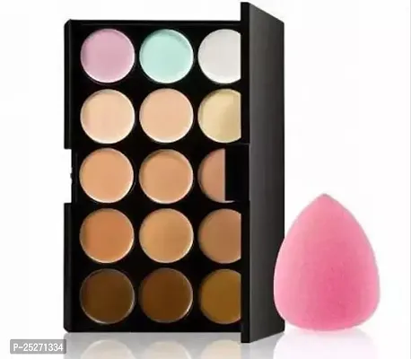 15 Colors Contour Concealer Palette And 1 Beauty Flawless Makeup Blender Puff-2 Items In The Set-thumb0