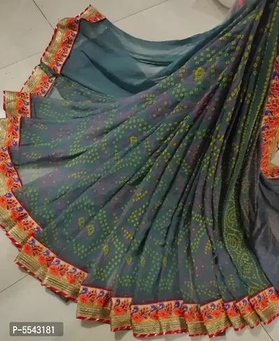 Chiffon Printed Saree with Blouse piece-thumb0