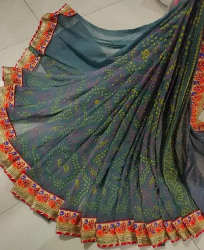 Chiffon Printed Saree with Blouse piece